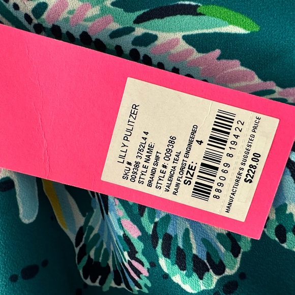 NWT LILLY PULITZER BRANDI SHIFT DRESS SIZE 4 VALENCIA TEAL RAIN FOREST ENGINEERE - Picture 9 of 16
